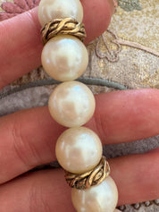 Vintage Givenchy Pearl Necklace • Gold Tone Pendant, 42cm Choker