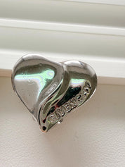 Vintage Givenchy Paris silver heart earrings logo timeless elegant luxury jewelry