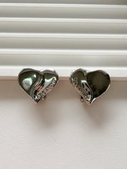 Givenchy Paris vintage silver heart earrings logo feminine elegant everyday luxury