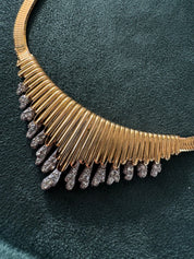 Vintage Givenchy Collar Necklace with Rhinestone Drops – Statement Art Deco Inspired Bib Necklace, Glamorous Evening Jewelry, Gaspipe