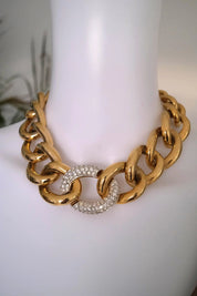 Vintage Givenchy chunky gold tone choker necklace, 1980s designer high end jewelry, classic bridal style, luxury vintage necklace gift for her