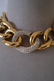 Vintage Givenchy chunky gold tone choker necklace, 1980s designer high end jewelry, classic bridal style, luxury vintage necklace gift for her