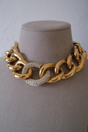 Vintage Givenchy chunky gold tone choker necklace, 1980s designer high end jewelry, classic bridal style, luxury vintage necklace gift for her