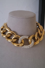 Vintage Givenchy chunky gold tone choker necklace, 1980s designer high end jewelry, classic bridal style, luxury vintage necklace gift for her
