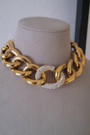 Vintage Givenchy chunky gold tone choker necklace, 1980s designer high end jewelry, classic bridal style, luxury vintage necklace gift for her