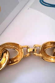 Vintage Givenchy chunky gold tone choker necklace, 1980s designer high end jewelry, classic bridal style, luxury vintage necklace gift for her