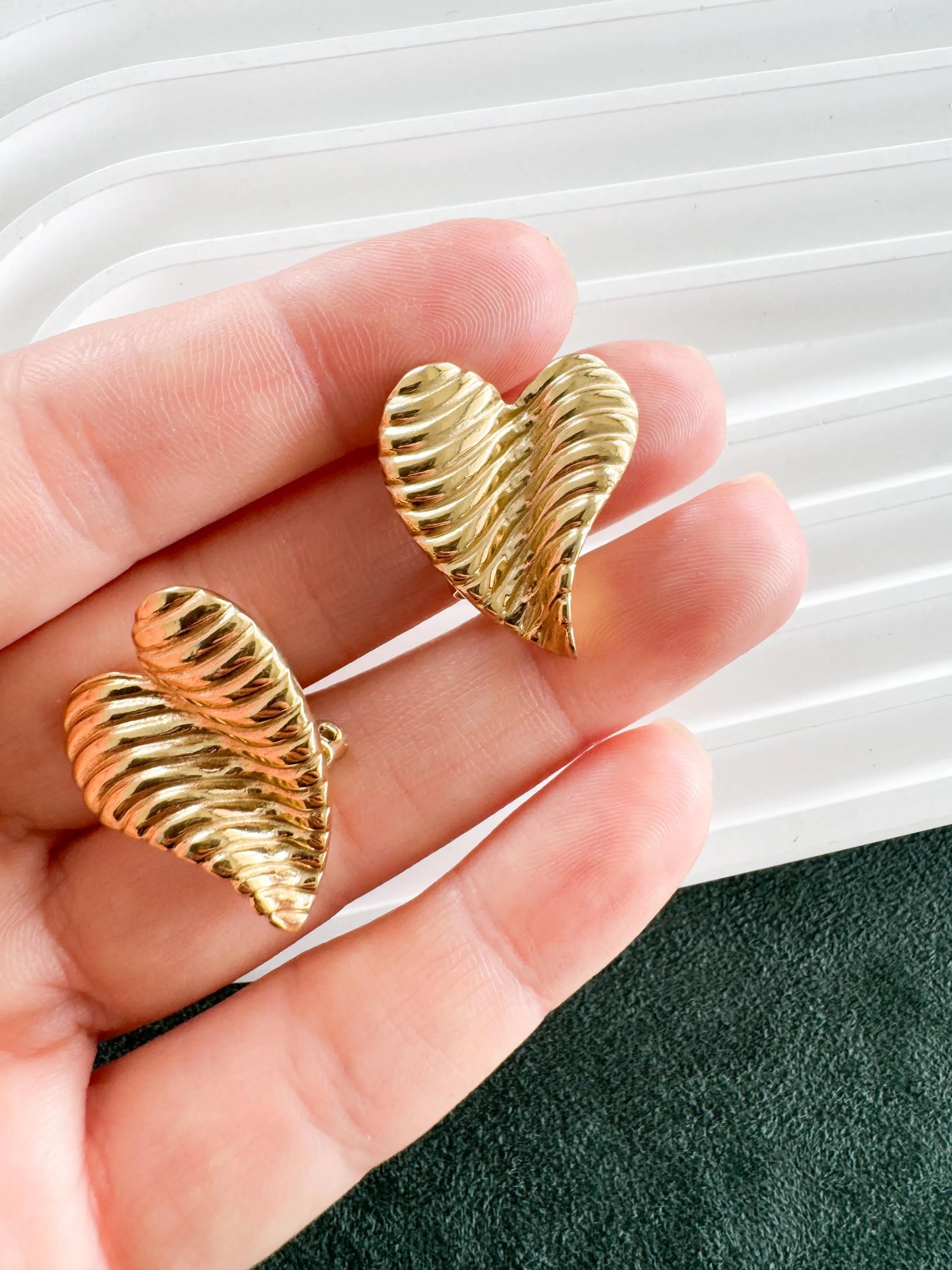 Givenchy Vintage Small Heart Charm Earrings, Gold Tone Earrings, Heart Earrings, Minimalist Earrings Cute Earrings, Gift for her