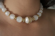Givenchy Vintage necklace white Glass Lucite choker  beaded Rhinestone Gold   choker, Chain Necklace, Gift for her, Jewelry for women