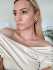Vintage Givenchy large  Earrings, Gold Tone Earrings, Clip on Earrings, Tube   earrings , Gift for her, Vintage Earrings, Jewelry Earrings