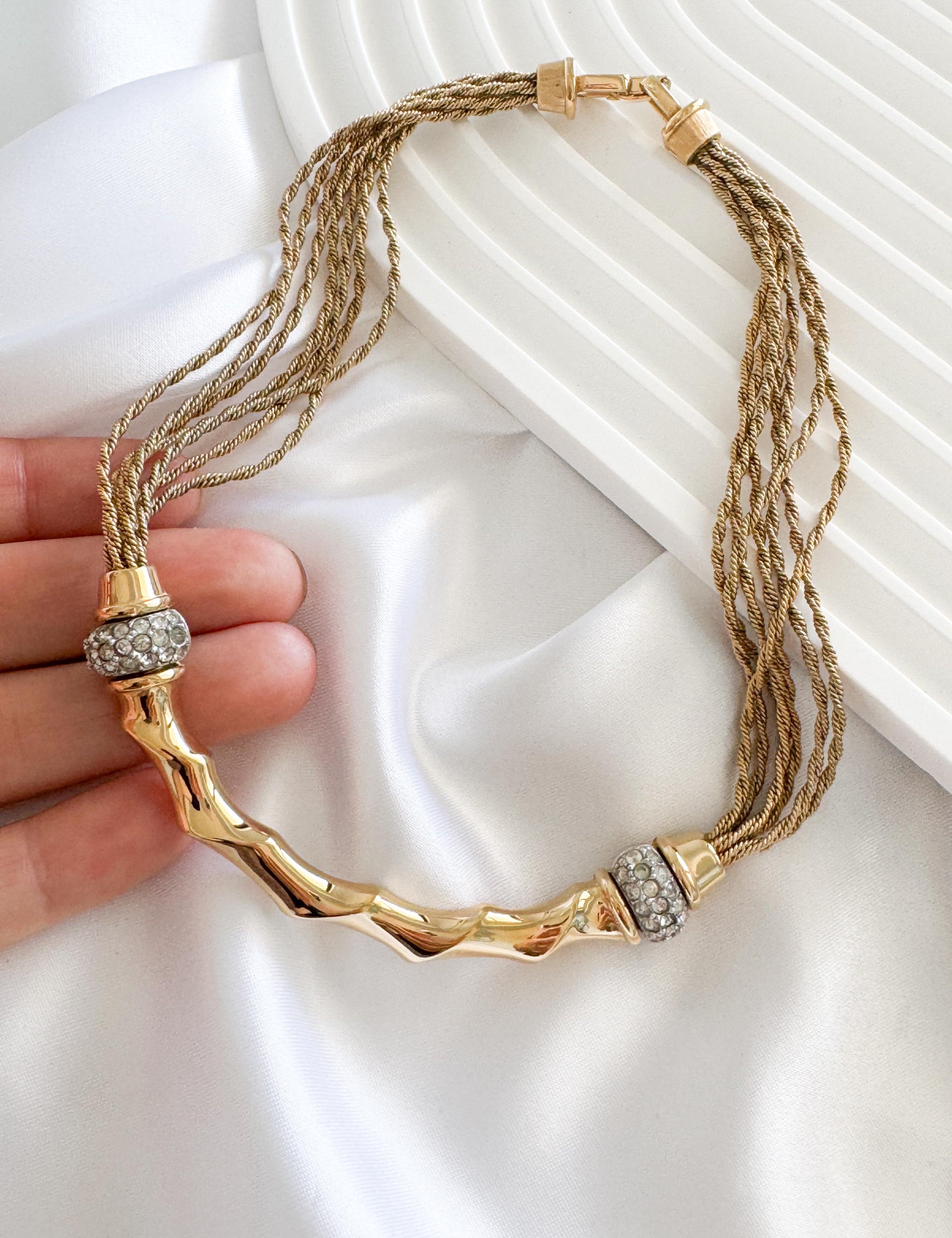 Vintage Givenchy Necklace, Vintage Gold Tone Necklace, Charm Necklace, Vintage Choker Necklace, Jewelry for Women, Gold Chain, Gift for her