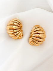 Vintage Givenchy Earrings, Gold Tone Earrings, Clip on Earrings Sea Shell Motif, Logo earrings , Gift for her, Vintage Earrings