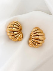 Vintage Givenchy Earrings, Gold Tone Earrings, Clip on Earrings Sea Shell Motif, Logo earrings , Gift for her, Vintage Earrings
