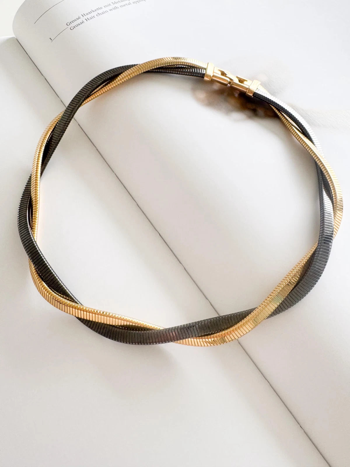 Vintage Givenchy Necklace, Vintage Choker Gold, Chain Necklace Gold, Gift for her, Personalized Gifts, Braided Snake Chain Jewelry for Women
