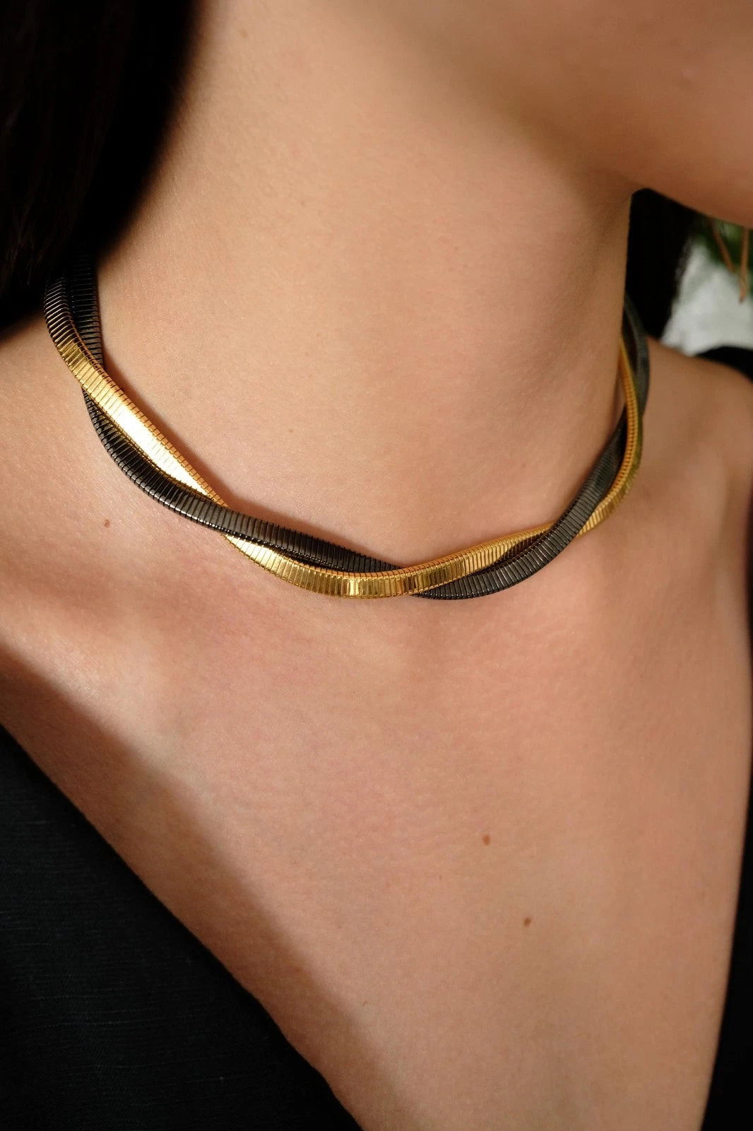 Vintage Givenchy Necklace, Vintage Choker Gold, Chain Necklace Gold, Gift for her, Personalized Gifts, Braided Snake Chain Jewelry for Women