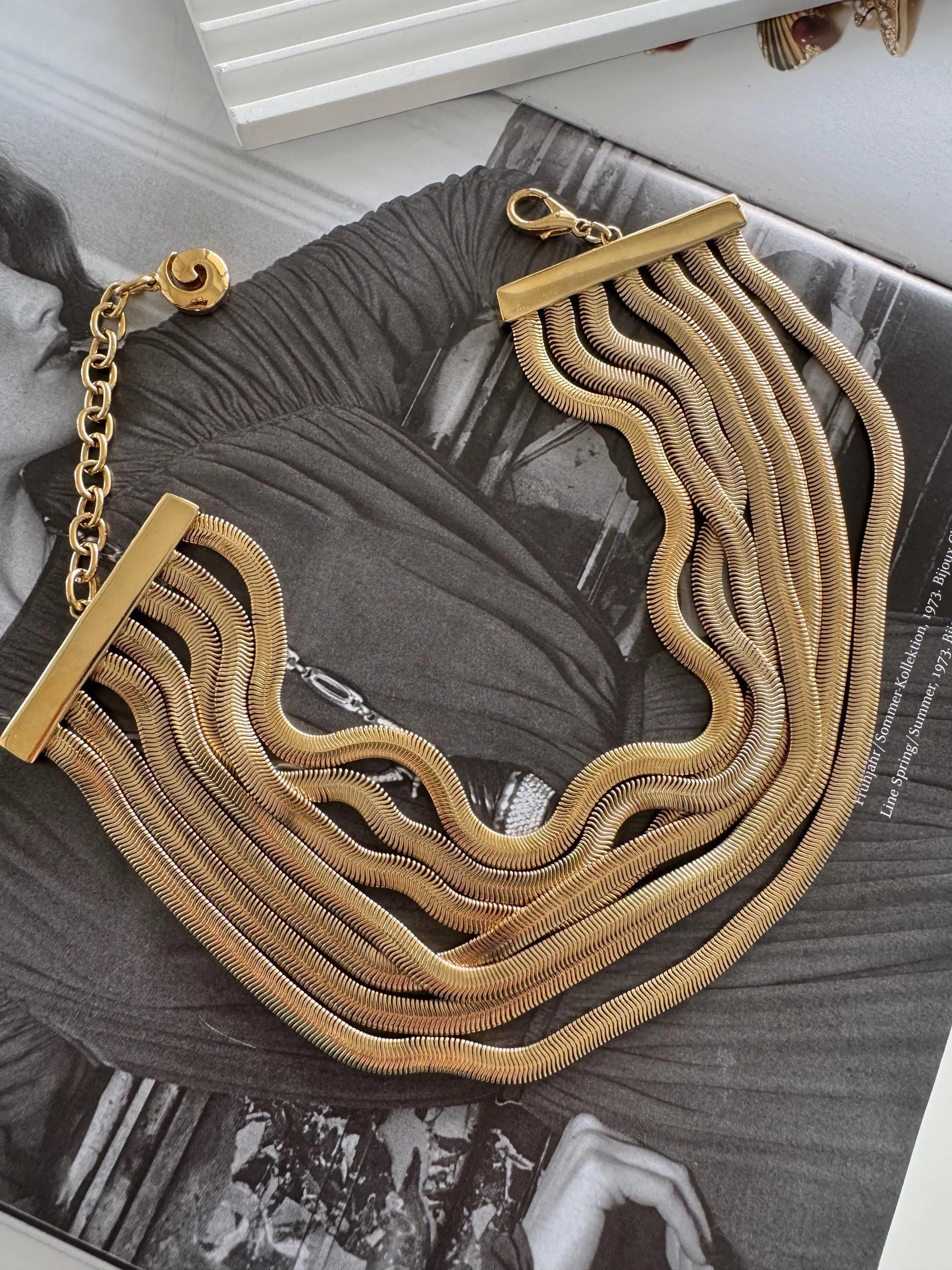Vintage Givenchy Necklace choker Gold matte snake chain , vintage gift necklace, jewelry  for women,  Anniversary Gift