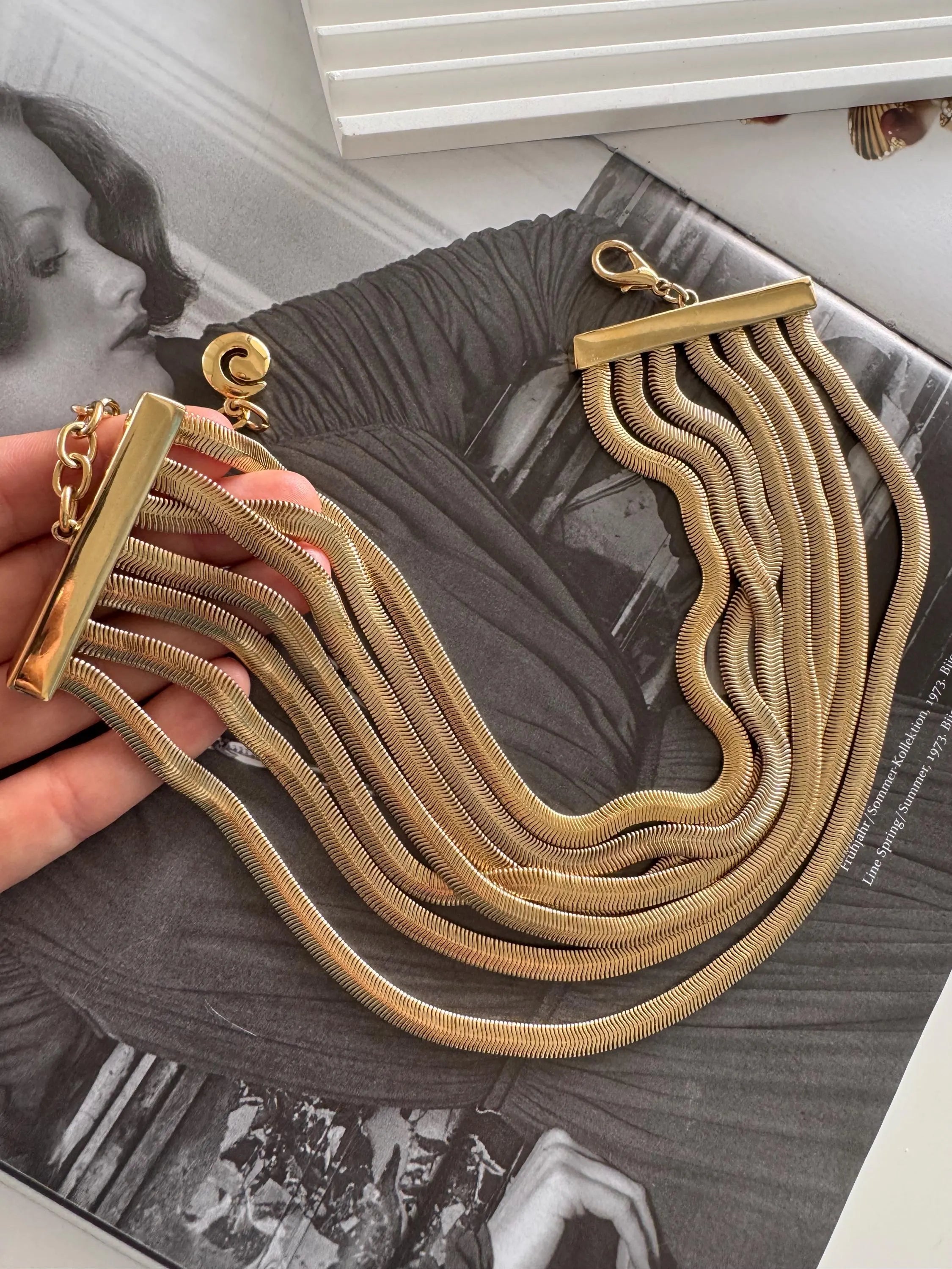 Vintage Givenchy Necklace choker Gold matte snake chain , vintage gift necklace, jewelry  for women,  Anniversary Gift