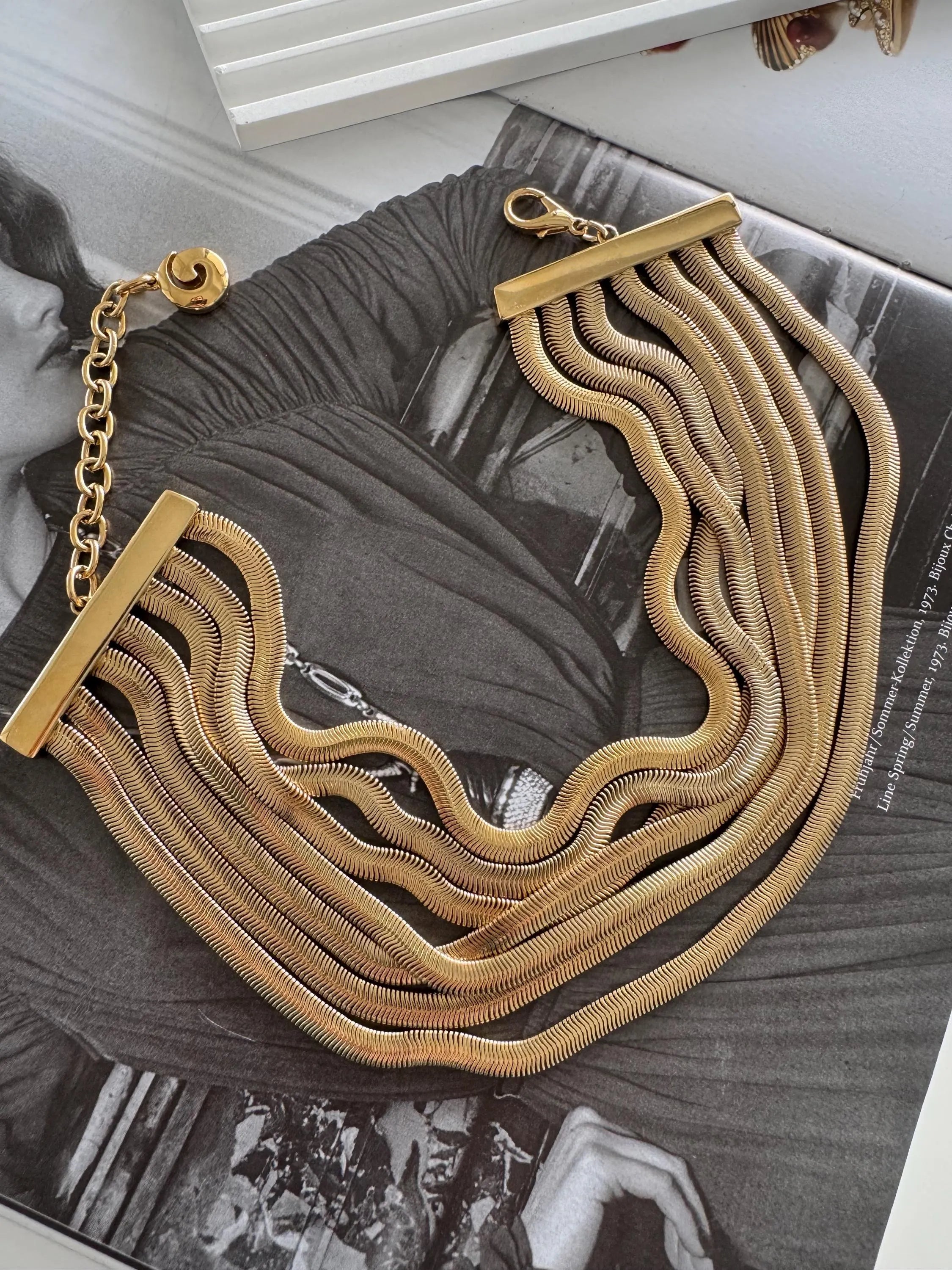Vintage Givenchy Necklace choker Gold matte snake chain , vintage gift necklace, jewelry  for women,  Anniversary Gift