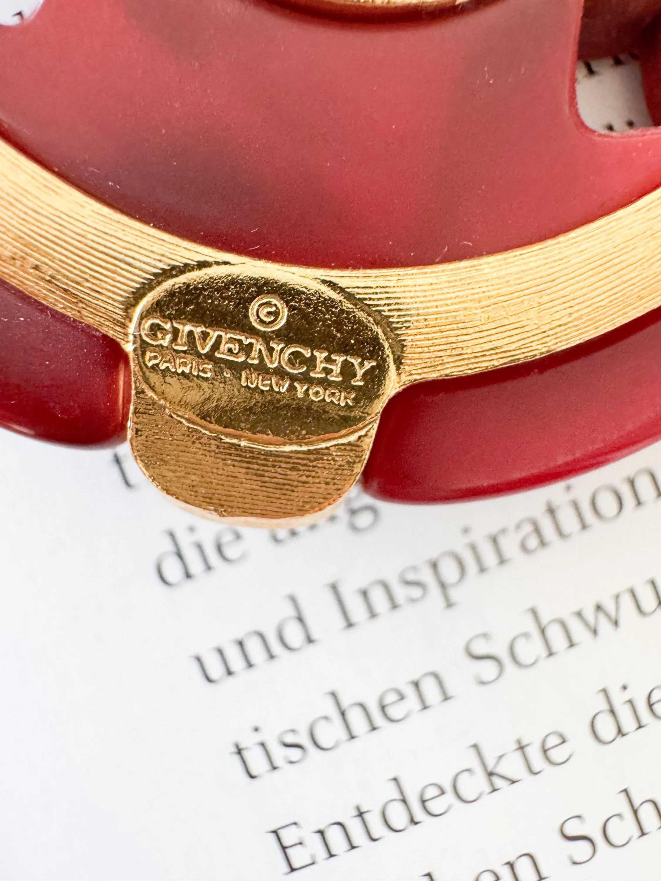 Vintage Givenchy Necklace, Givenchy red flower Daisy Long necklace, Necklace Gold, Vintage Necklace Pendant, Jewelry for Women, Gift for her