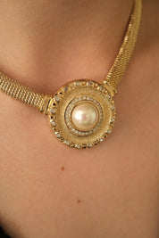Grosse Necklace, Vintage Necklace Gold Tone Pendant Necklace, Faux Pearl Pendant, birthday gift, Gift for women, Jewelry for Women