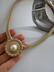 Grosse Necklace, Vintage Necklace Gold Tone Pendant Necklace, Faux Pearl Pendant, birthday gift, Gift for women, Jewelry for Women