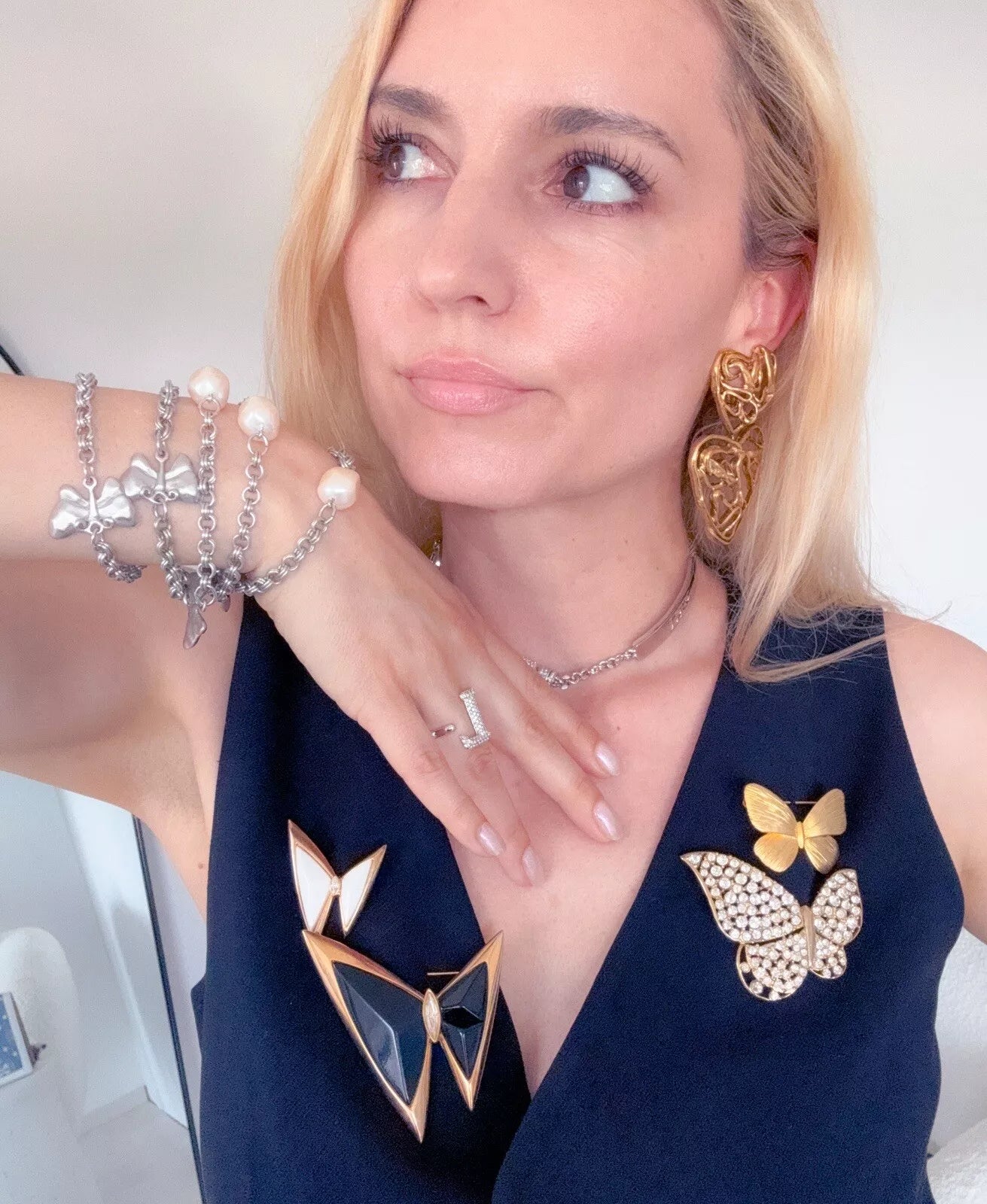 Vintage Hanae Mori Butterly brooch, vintage golden brooch, Set  of 2, Vintage Brooch Pin, Statement Brooch, Brooch for mom