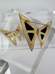 Vintage Hanae Mori Butterly brooch, vintage golden brooch, Set  of 2, Vintage Brooch Pin, Statement Brooch, Brooch for mom