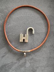 Vintage Hermes 1990-2000 H Touareg sterling silver 30g Cadena lock necklace, Hermes’ bag charm, Hermes’ necklace silver, Hermes’ sterling
