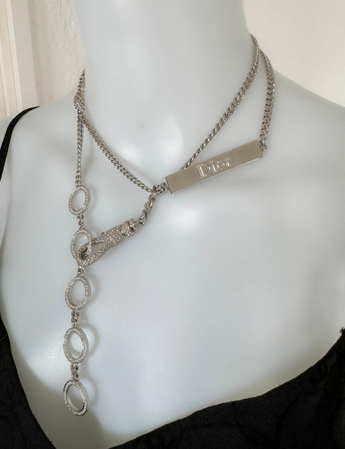 Vintage Christian Dior Necklace, Silver Tone Chain Necklace Rare JOHN GALLIANO Very Rare, Vintage Costume Jewelry, Jewelry for women