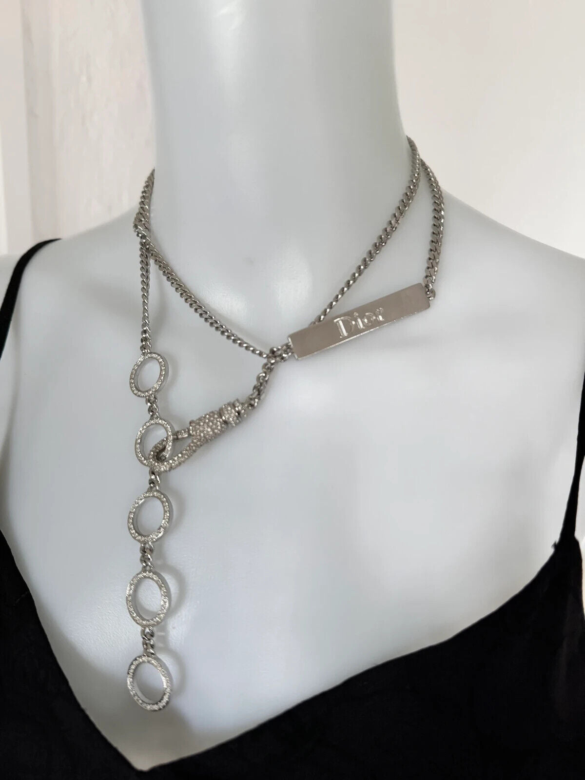 Vintage Christian Dior Necklace, Silver Tone Chain Necklace Rare JOHN GALLIANO Very Rare, Vintage Costume Jewelry, Jewelry for women