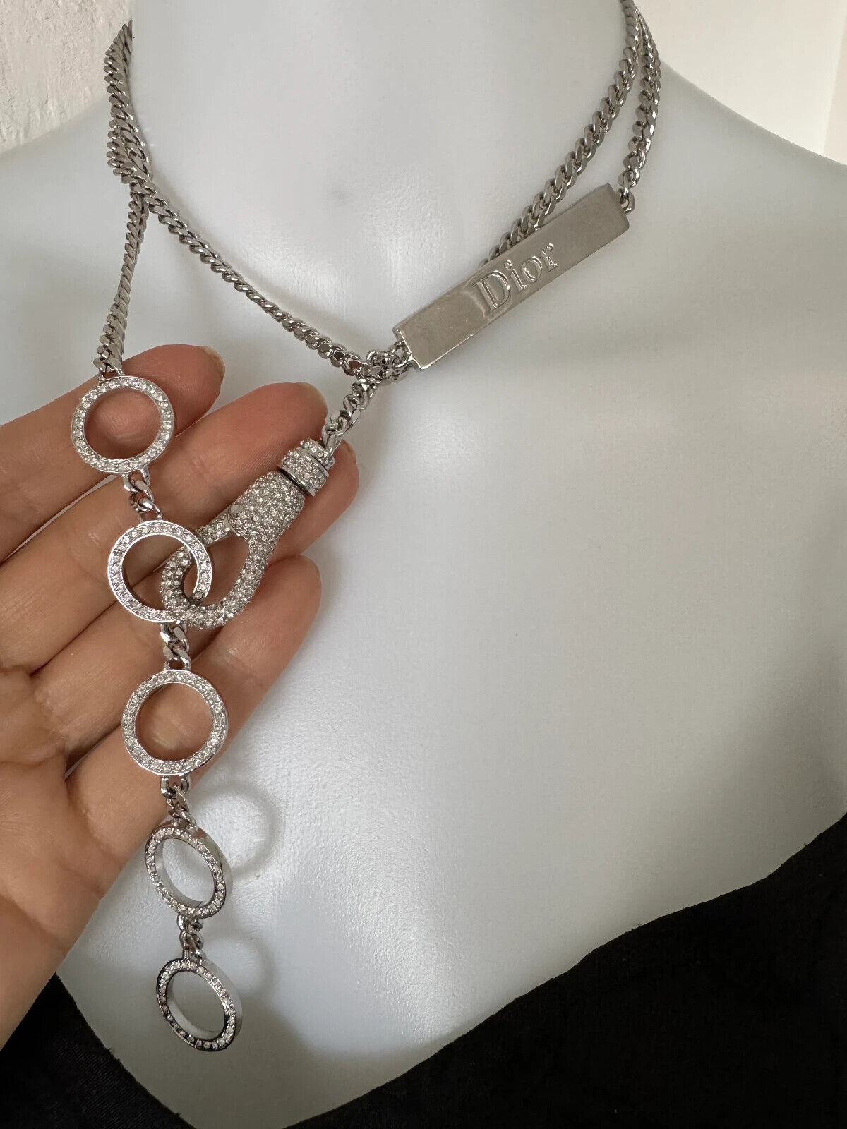 Vintage Christian Dior Necklace, Silver Tone Chain Necklace Rare JOHN GALLIANO Very Rare, Vintage Costume Jewelry, Jewelry for women