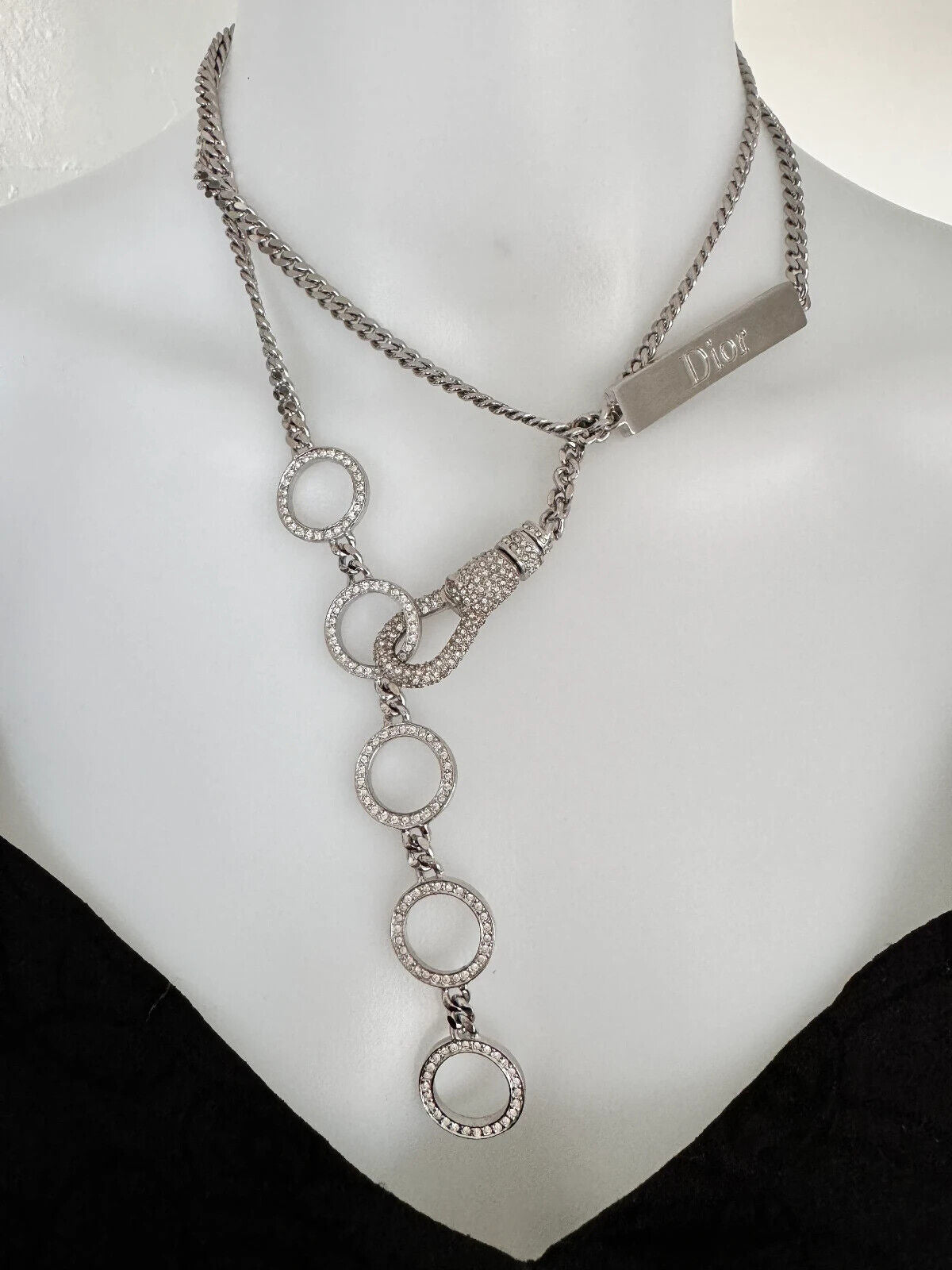 Vintage Christian Dior Necklace, Silver Tone Chain Necklace Rare JOHN GALLIANO Very Rare, Vintage Costume Jewelry, Jewelry for women