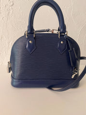 Authentic Louis Vuitton Alma BB Indigo Made in France M40855 Bag Leather Women Vintage Bags for Women