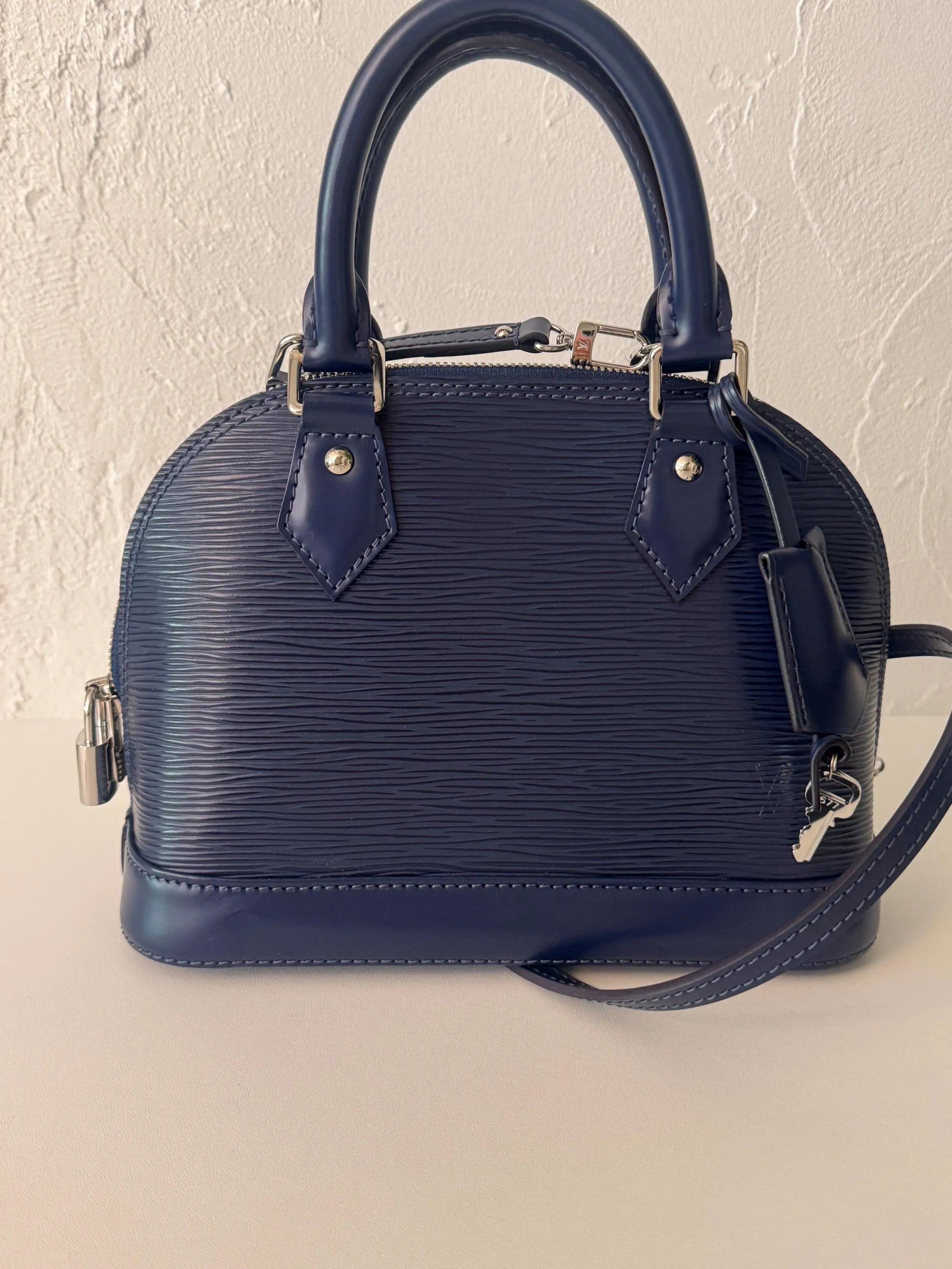Authentic Louis Vuitton Alma BB Indigo Made in France M40855 Bag Leather Women Vintage Bags for Women