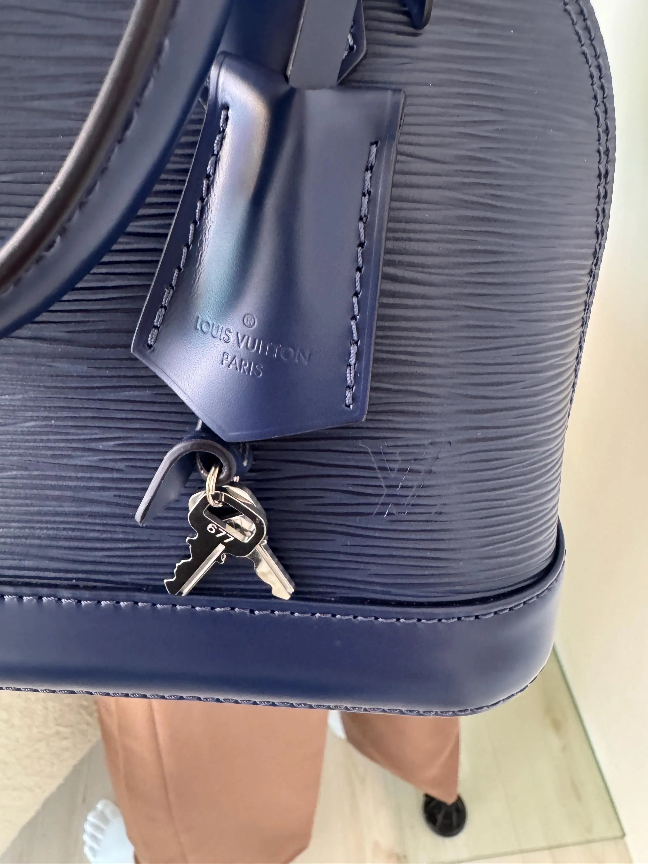 Authentic Louis Vuitton Alma BB Indigo Made in France M40855 Bag Leather Women Vintage Bags for Women