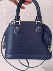 Authentic Louis Vuitton Alma BB Indigo Made in France M40855 Bag Leather Women Vintage Bags for Women