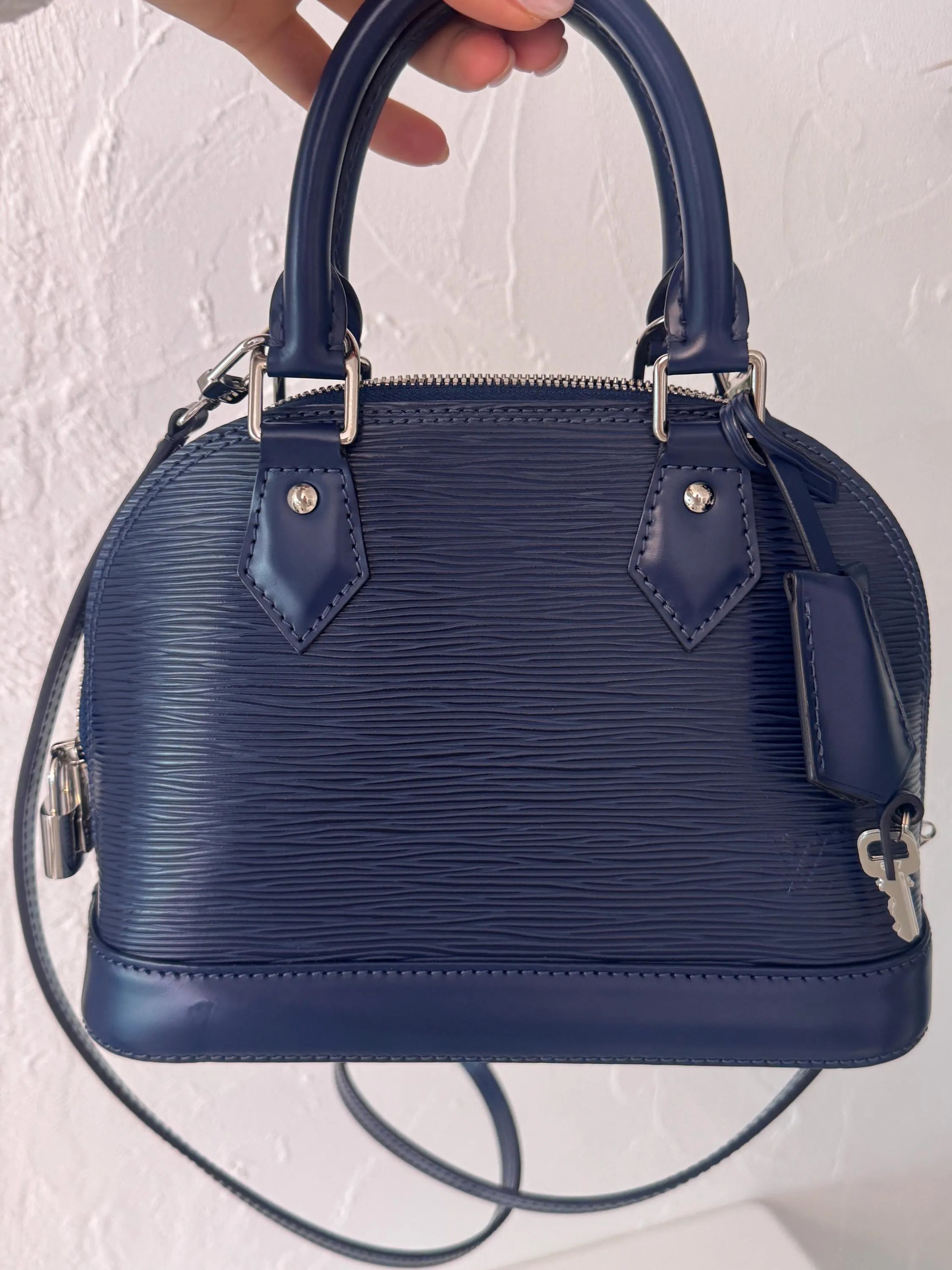 Authentic Louis Vuitton Alma BB Indigo Made in France M40855 Bag Leather Women Vintage Bags for Women