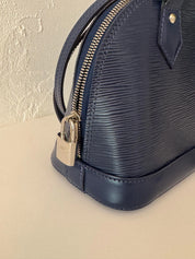 Authentic Louis Vuitton Alma BB Indigo Made in France M40855 Bag Leather Women Vintage Bags for Women