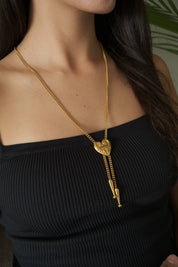 Vintage Moschino Necklace, Vintage Choker Necklace, Gold Tone Necklace, Chain Necklace, Logo Charm, Vintage Jewelry gold, Moschino Y2K
