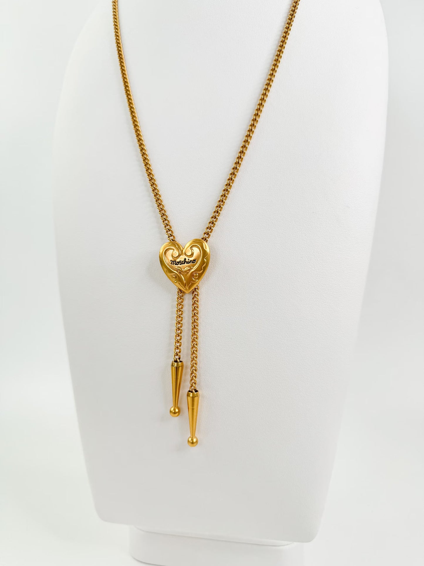 Vintage Moschino Necklace, Vintage Choker Necklace, Gold Tone Necklace, Chain Necklace, Logo Charm, Vintage Jewelry gold, Moschino Y2K