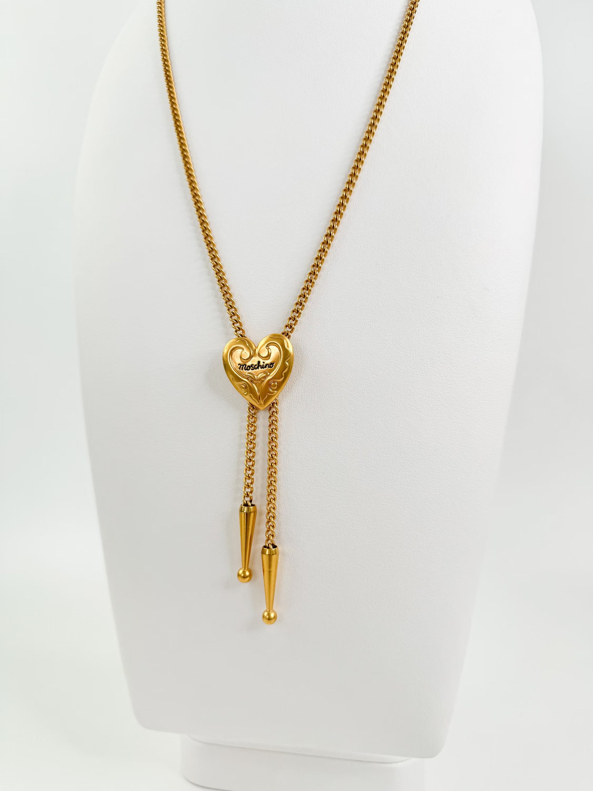 Vintage Moschino Necklace, Vintage Choker Necklace, Gold Tone Necklace, Chain Necklace, Logo Charm, Vintage Jewelry gold, Moschino Y2K