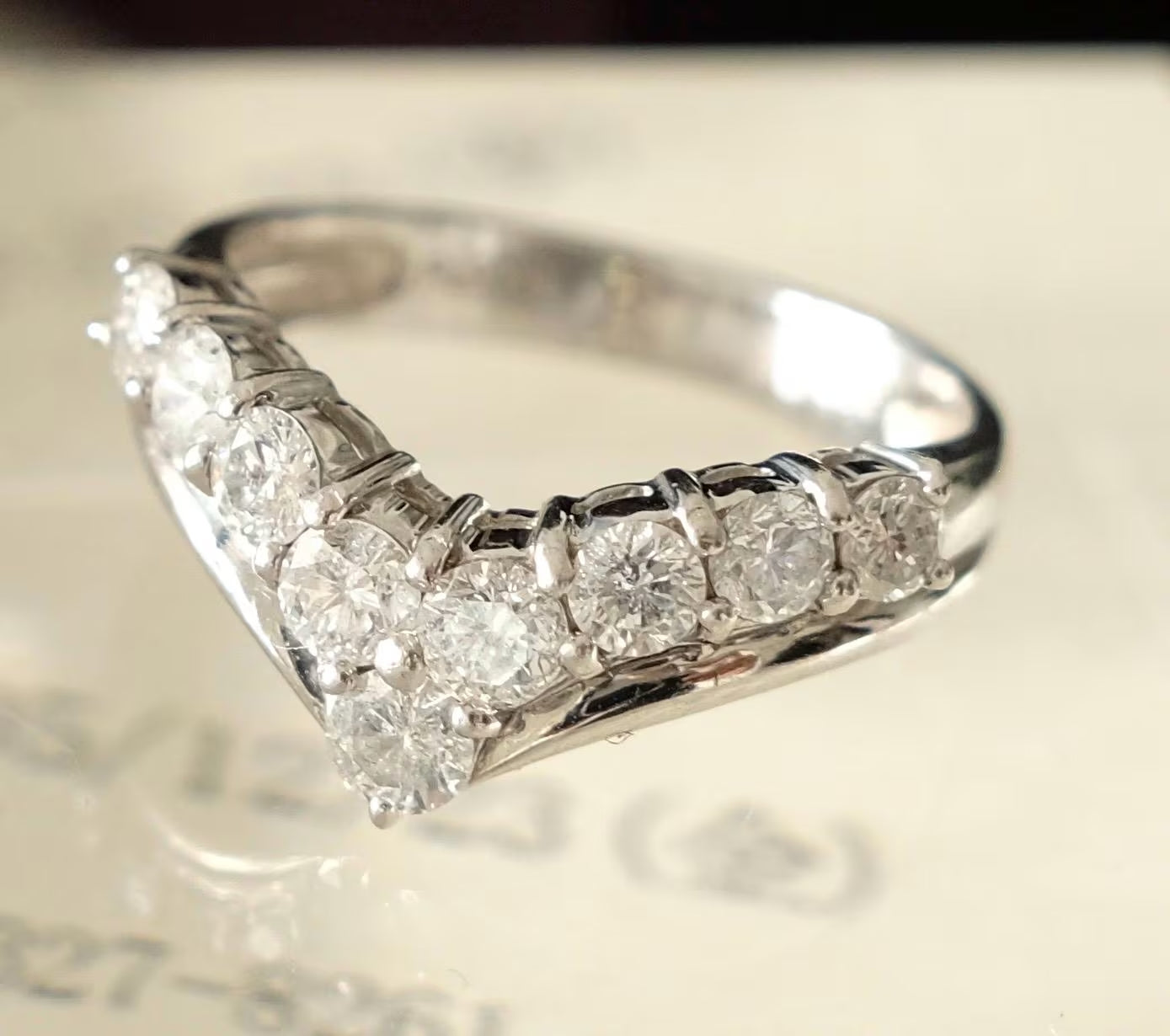 Platinum Diamond Ring 1.00 ct V Shape, Natural Diamonds, Tsutsumi Japan, Size 12 USA 6, Diamond Jewelry, Engagement Ring platinum