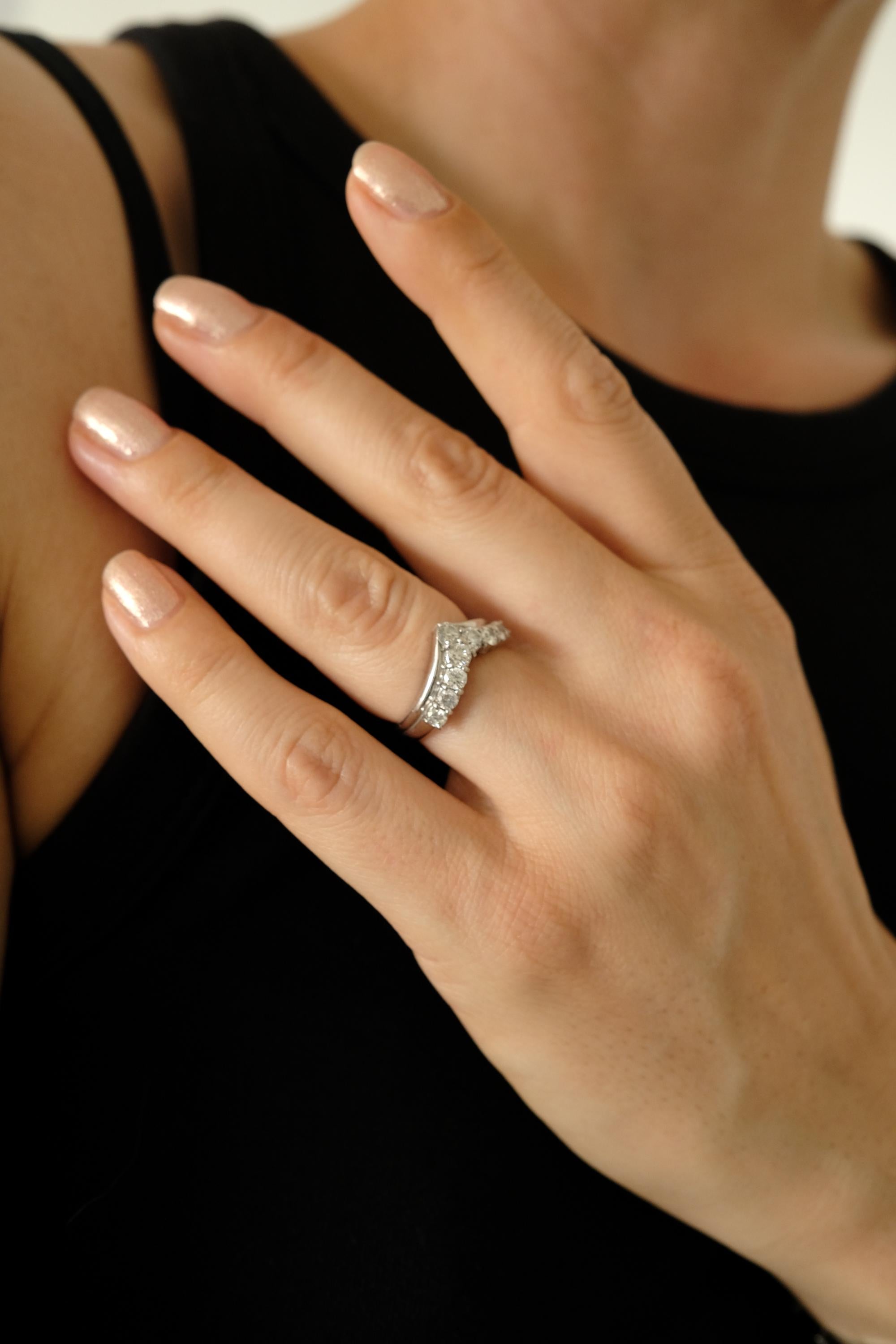 Platinum Diamond Ring 1.00 ct V Shape, Natural Diamonds, Tsutsumi Japan, Size 12 USA 6, Diamond Jewelry, Engagement Ring platinum
