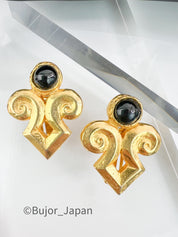 RIPOLI Earrings Vintage, Black Cabochon Made in Italy, Art Deco Bridal Earrings, Wedding Earrings Bridesmaid, Gift for her, Vintage Earrings