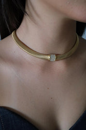 Rare vintage Christian Dior choker necklace with crystal centerpiece and gold-tone charm
