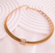 Rare vintage Christian Dior choker necklace with crystal centerpiece and gold-tone charm