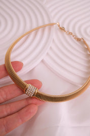 Rare vintage Christian Dior choker necklace with crystal centerpiece and gold-tone charm