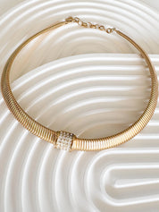 Rare vintage Christian Dior choker necklace with crystal centerpiece and gold-tone charm