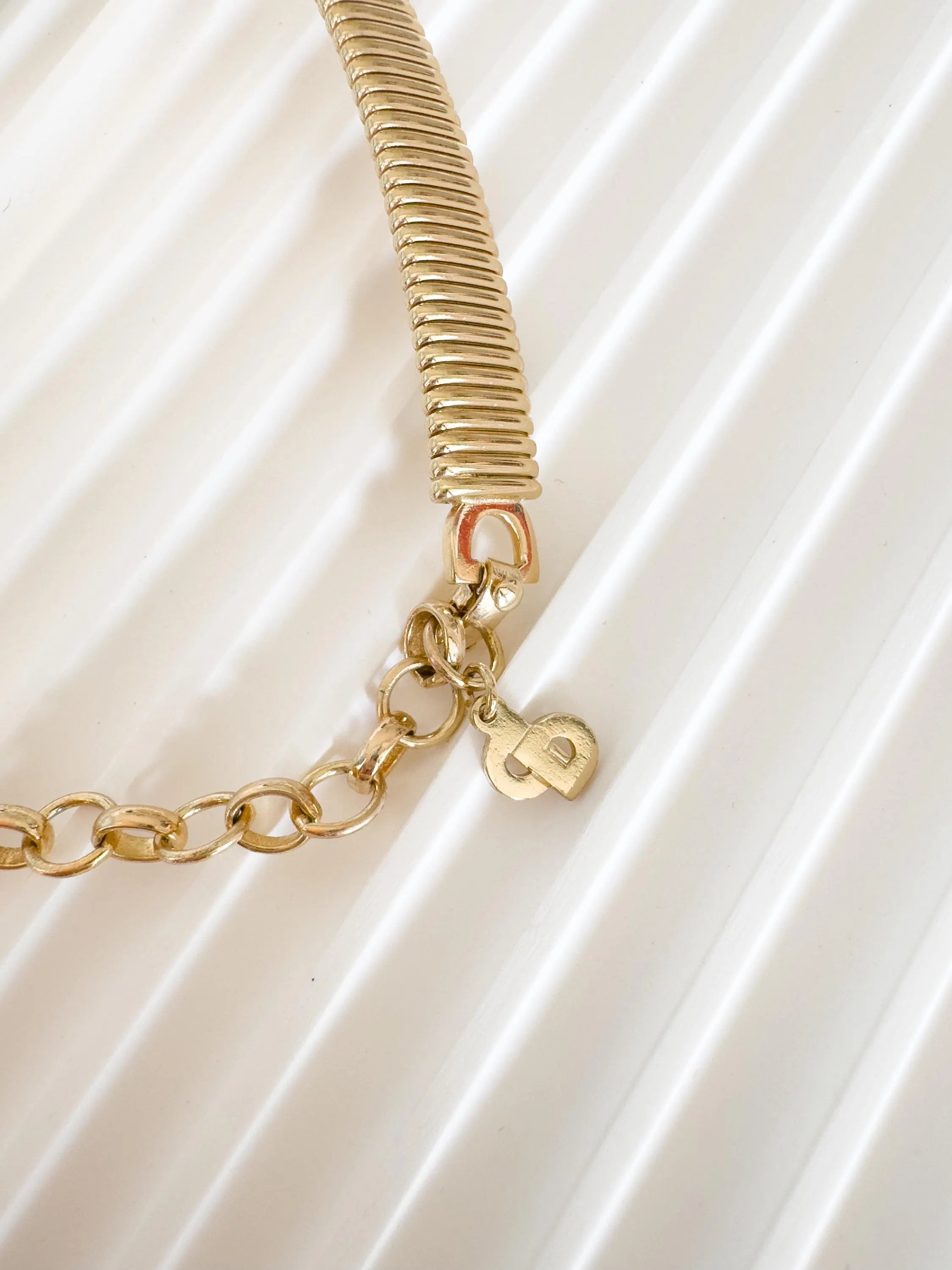 Rare vintage Christian Dior choker necklace with crystal centerpiece and gold-tone charm