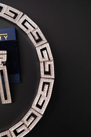 Rare vintage Givenchy crystal G logo choker necklace and matching clip-on earrings set in silver-tone metal
