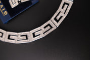 Rare vintage Givenchy crystal G logo choker necklace and matching clip-on earrings set in silver-tone metal
